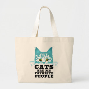 Katzen sind mein Lieblingszitat mit türkiser Katze Jumbo Stoffbeutel