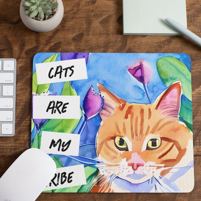 Katzen sind mein Stamm | Orangefarbene Katzen und  Mousepad (Von Creator hochgeladen)