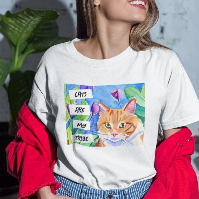 Katzen sind mein Stamm | Orangefarbene Katzen und  T-Shirt (Von Creator hochgeladen)