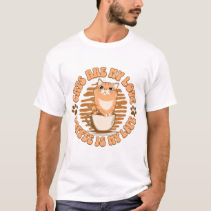 Katzen sind meine Liebe und Kaffee ist mein Leben T-Shirt