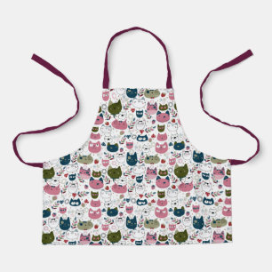 Katzen sind mit gedämpftem, aquamarin-rosa Muster Schürze