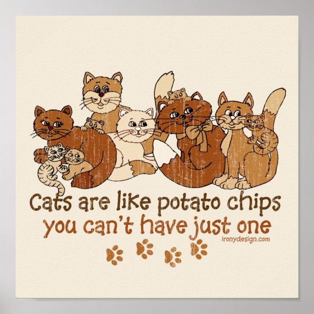 Katzen sind wie Kartoffelchips Poster (Vorne)