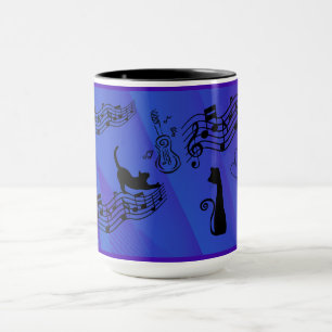 Katzen sind wie Musik - Notenlinien und Gitarren Tasse