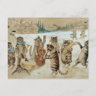 Katzen singen Weihnachtslieder auf einer Postkarte