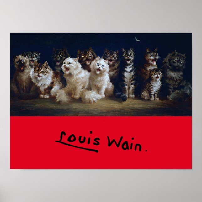 Katzen Singen Weihnachtslieder, Louis Wain Poster (Vorne)