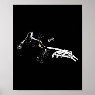 Katzen Skeleton Hand Boop Halloween Niedliche Schw Poster