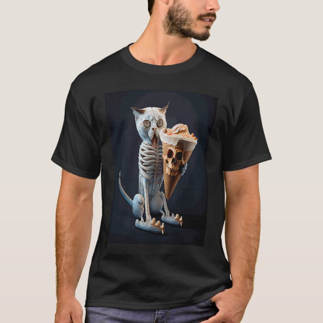 Katzen-Skelett-Eiscreme  1 T-Shirt (Vorderseite)