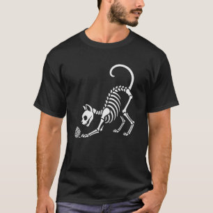 Katzen Skelett Garn Halloween Mama Papa Kinder T-Shirt