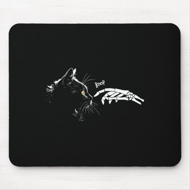 Katzen Skelett Hand Boop Halloween Niedliches Katz Mousepad (Vorne)