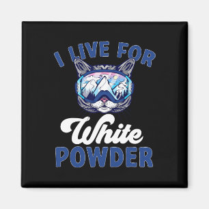 Katzen-Ski-Outfit Ich lebe für weißen Pulverschnee Magnet