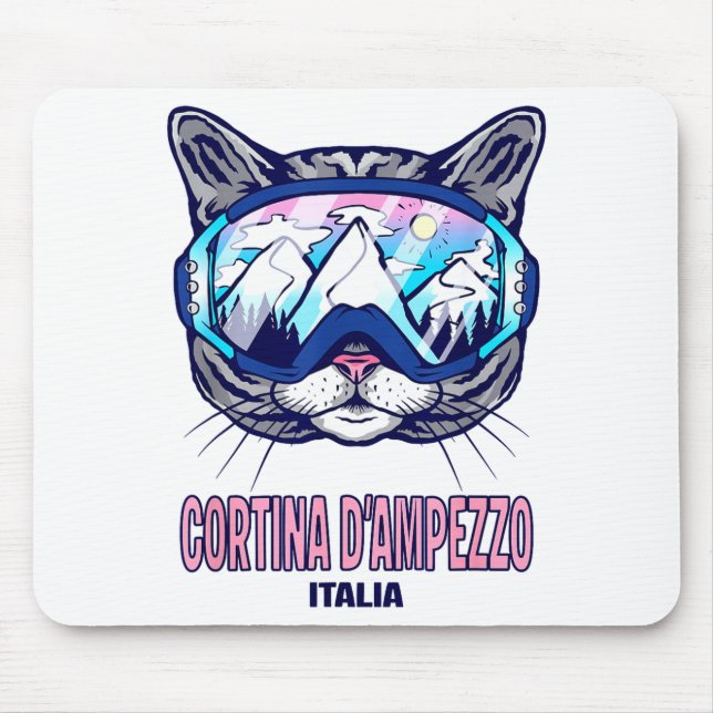 Katzen-Skibrille Bergpanorama Cortina Mousepad (Vorne)
