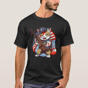 Katzen Soldat Amerikanische Schusswaffen Waffen Pa T-Shirt