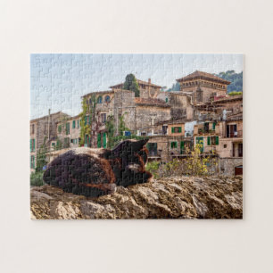 Katzen sonnen sich an einer Wand - Valldemossa, Ma Puzzle