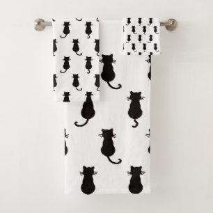 Katzen-Spaß für immer - Whimsical Cats mit schwarz Badhandtuch Set