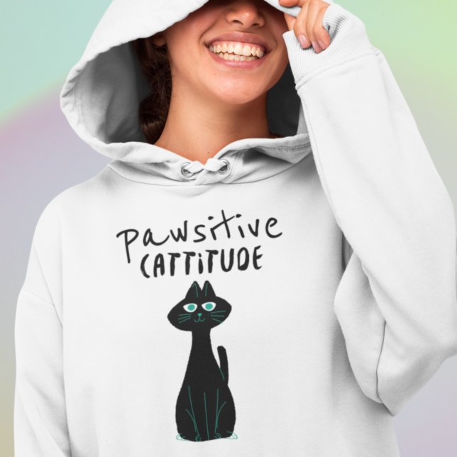 Katzen-Spaß-Zitat: Pawsitive Cattitude Hoodie (Von Creator hochgeladen)