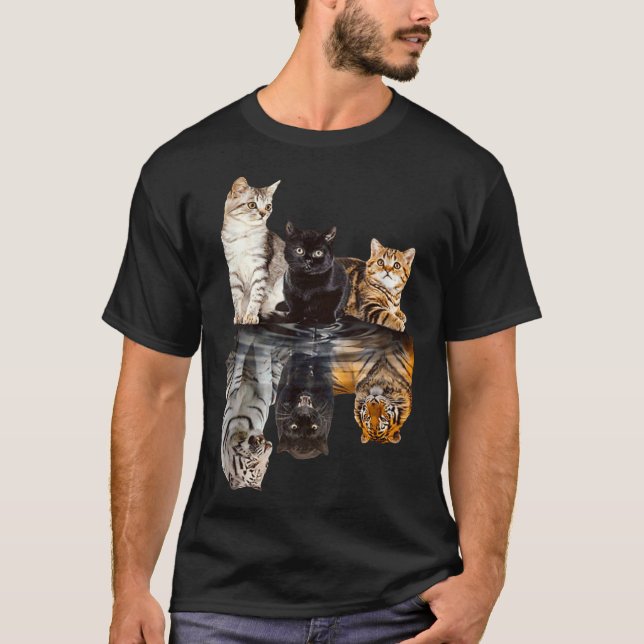 Katzen Spiegelbild Spiegel Tiger-Mutter Muttertag  T-Shirt (Vorderseite)