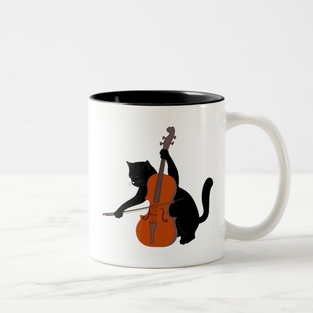 Katzen spielen Geige, Katze und Musik machen mich  Zweifarbige Tasse (Rechts)