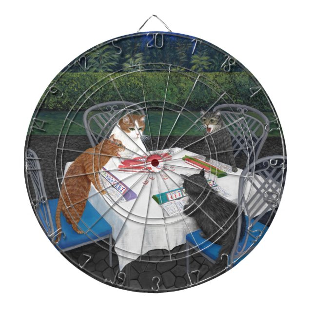Katzen spielen Mahjong Dartscheibe (vorne)