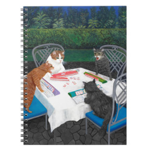 Katzen spielen Mahjong Notizblock