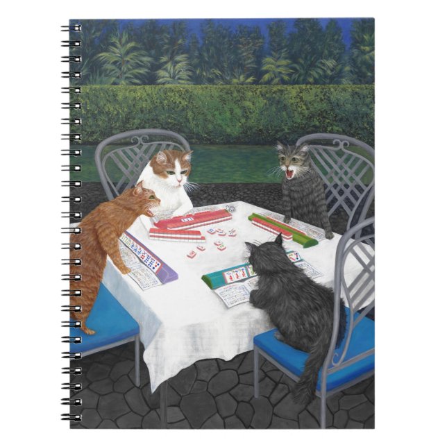 Katzen spielen Mahjong Notizblock (Vorderseite)