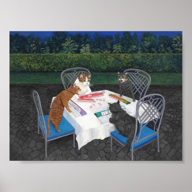 Katzen spielen Mahjong Poster (Vorne)