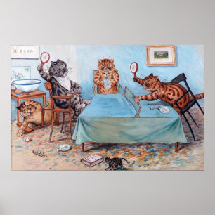 Katzen spielen Tischtennis, Louis Wain Poster