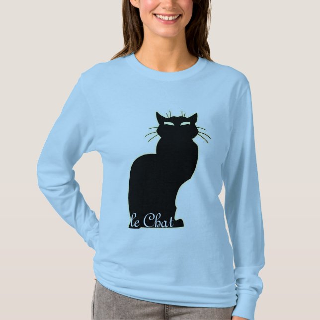 Katzen-Spitze Shirt le Chat Ladys die schwarze (Vorderseite)