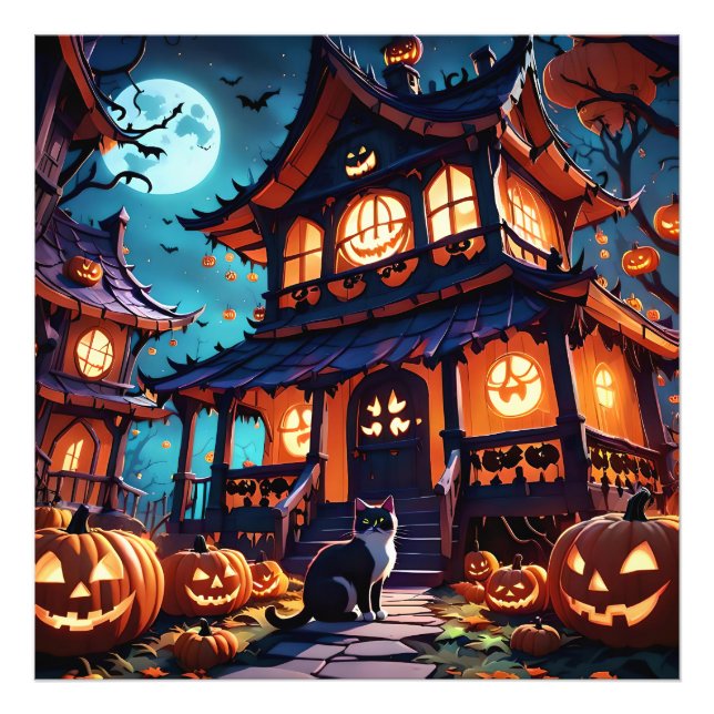 Katzen Spuk Fun House Fotodruck (Vorne)