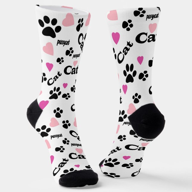 Katzen, Spuren, Katzen, Tiere Socken (Gewinkelt)