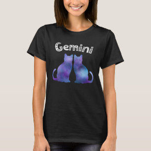 Katzen-Sternzeichen Zwillinge Tie Dye Nebel Muster T-Shirt