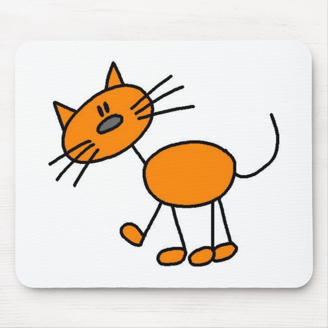 Katzen-Strichmännchen Mousepad (Vorne)