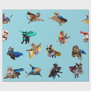 Katzen Superhelden Geschenkpapier