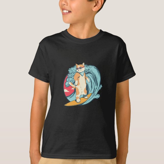 Katzen-Surfen T-Shirt (Vorderseite)