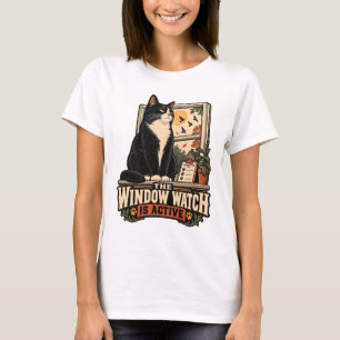 Katzen T-Shirt - Die Fensteruhr ist aktiv