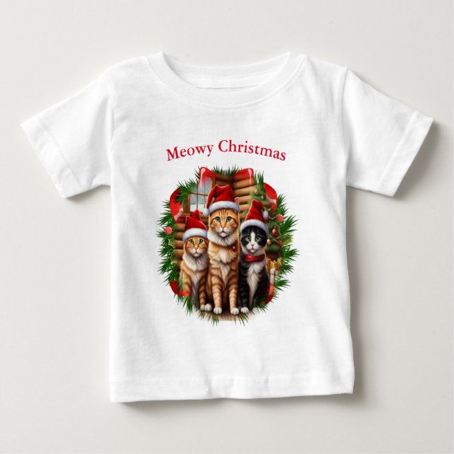 Katzen T - Shirt Weihnachten (Vorderseite)