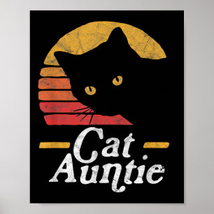 Katzen-Tante Vintage-Achtziger-Jahre-Stil Sonnenka Poster