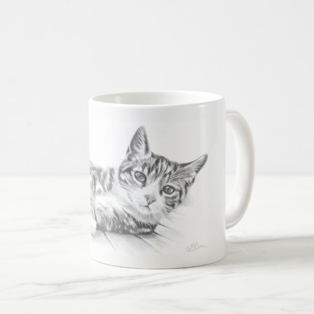 Katzen-Tasse, Katzenkunst-Tasse, Tasse (VorderseiteRechts)