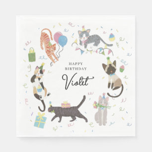 Katzen-tastische Purfect Geburtstagspartei nach Ma Serviette