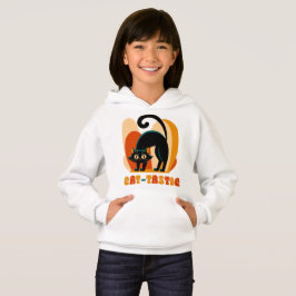 Katzen-tastische Retro-Schwarzkatzen-Kunst Hoodie