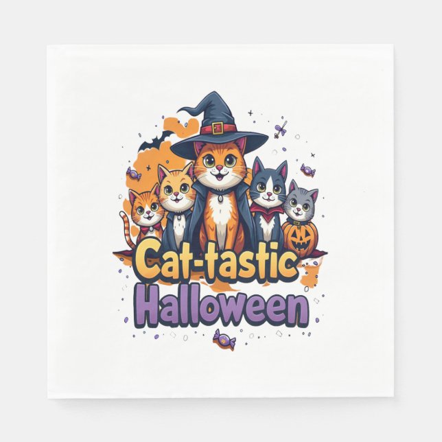 Katzen-tastisches Halloween Serviette (Vorderseite)