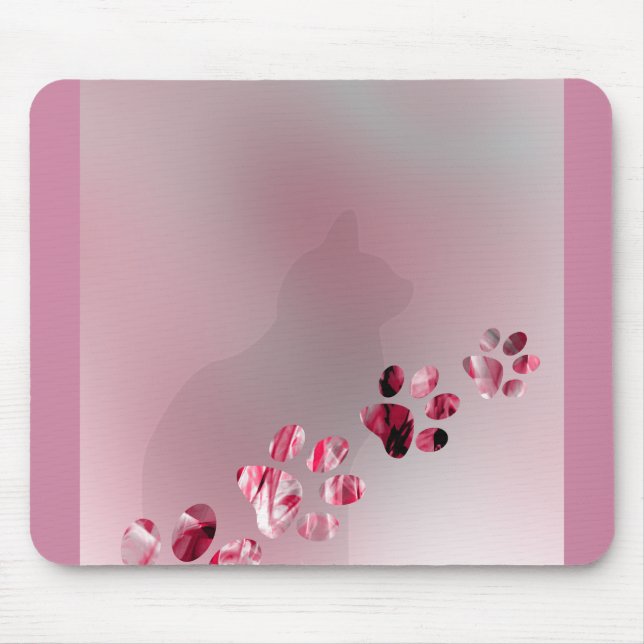 Katzen-Tatzen-Aquarell-Tier für rosa Mousepad (Vorne)