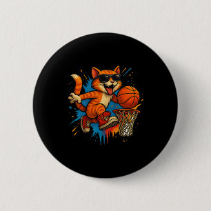Katzen-Tauch-Skizze Lustiges Cartoon-Design Button
