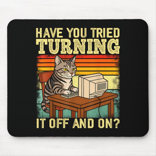 Katzen-Tech-Ingenieur Suprt Humor Tech Computer ED Mousepad (Vorne)