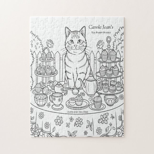 Katzen-Teeparty- & Süßigkeiten-Puzzle Puzzle (Vertikal)