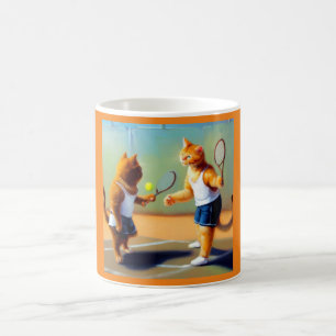 Katzen Tennis spielen Kaffeetasse