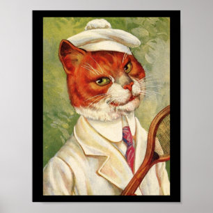 Katzen-Tennis-Spieler Vintage Thiele Kunst Poster