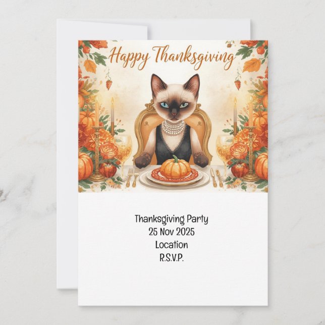 Katzen Thanksgiving mit Truthahn  Einladung (Vorderseite)