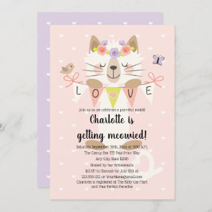 Katzen-Themed Brautparty-Einladungen BlumenBoho Einladung