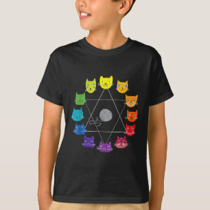 Katzen-Themen-Künstler-Farbkreis-Bildungs-Kunst-Te T-Shirt