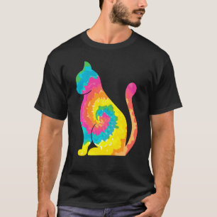 Katzen-Tie-Dye-Regenbogen-Hippie-Kostüm Hippy-Them T-Shirt